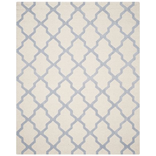 0889048207769 - SAFAVIEH CAMBRIDGE COLLECTION CAM121F MOROCCAN GEOMETRIC IVORY AND LIGHT BLUE WOOL AREA RUG (9' X 12')