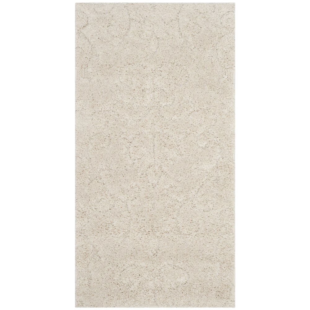 0088904829651 - SAFAVIEH SG470-1111-24 2 FT.3 IN. X 4 FT. POWER LOOMED ACCENT SHAG RUG, CREME & CREME