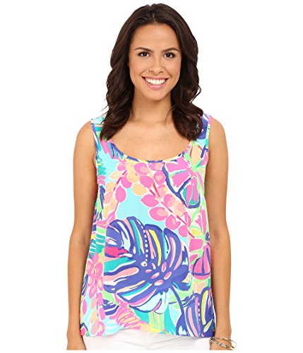 0889069077679 - LILLY PULITZER WOMEN'S COSMOS TOP MULTI EXOTIC GARDEN BLOUSE XS
