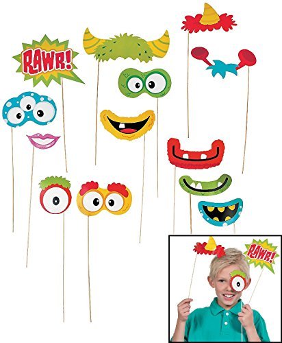 0889070151795 - FUN MONSTER PHOTO STICK PROPS (12 PACK) 1 1/2 - 8 1/2 X 2 - 4 1/4. PAPER.