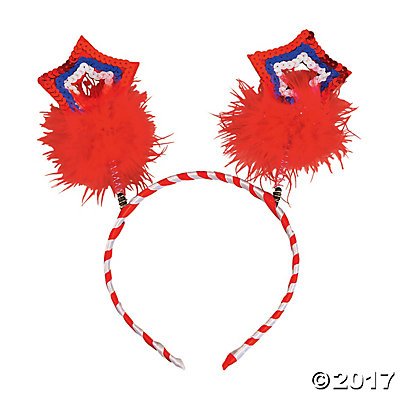 0889070298254 - FUN EXPRESS PATRIOTIC STAR HEAD BOPPERS - 6 PER PACKAGE, RED WHITE BLUE