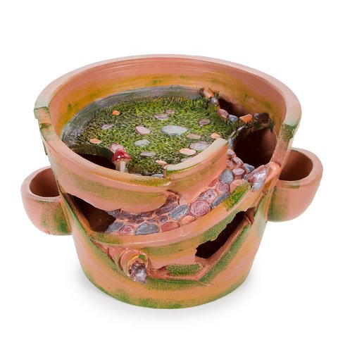 0889092147936 - DARICE FAIRY GARDEN PLANTER POT WITH PLANT POCKETS - 13.5 X 8 INCHES