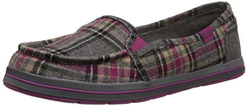 0889110174081 - BOBS FROM SKECHERS WOMEN'S FLEXY GROOVER FLAT, CHARCOAL PLAID, 9 M US