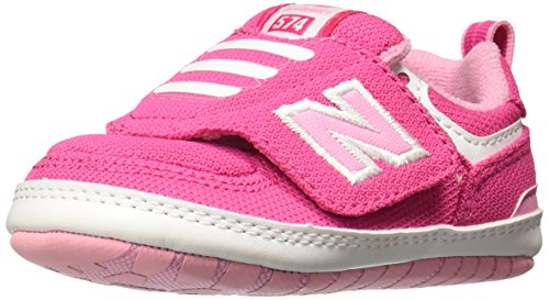 0889116397347 - NEW BALANCE KIDS 574 V1 LACE UP SNEAKER, PINK/WHITE, 3 XW US INFANT