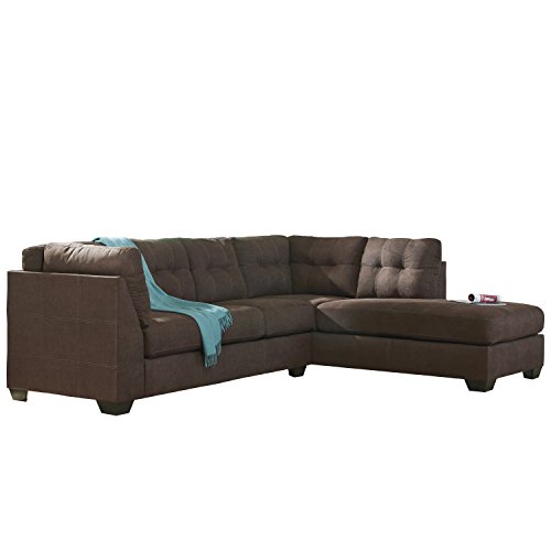0889142003854 - FLASH FURNITURE BENCHCRAFT MAIER SECTIONAL WITH RIGHT SIDE FACING CHAISE IN MICROFIBER, WALNUT