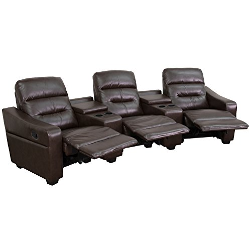 0889142011019 - FLASH FURNITURE 3 SEAT FUTURA SERIES RECLINING LEATHER THEATER SEATING UNIT WITH