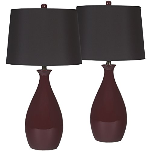 0889142017028 - EXCEPTIONAL DESIGNS BY FLASH JEMMA DEEP RED CERAMIC TABLE LAMP, SET OF 2