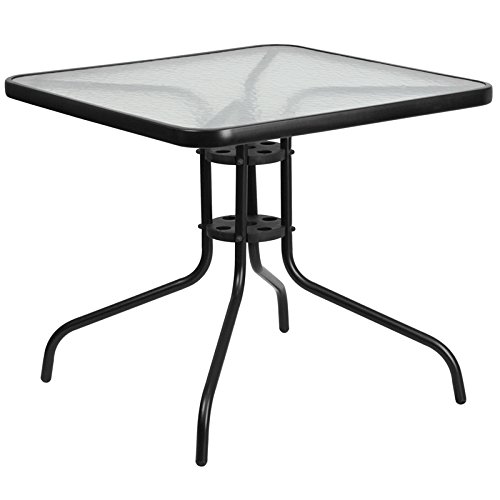 0889142043751 - FLASH FURNITURE TLH-073A-2-GG SQUARE TEMPERED GLASS METAL TABLE, 31.5