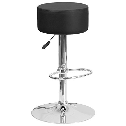 0889142044888 - FLASH FURNITURE CONTEMPORARY BLACK VINYL ADJUSTABLE HEIGHT BARSTOOL WITH CHROME BASE