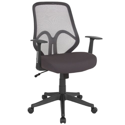 0889142499633 - FLASH FURNITURE - SALERNO SERIES HIGH BACK MESH OFFICE CHAIR WITH ARMS - DARK GRAY