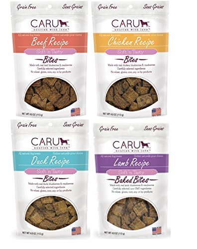 0088919931790 - MIXED 4-PACK CARU SOFT 'N TASTY BITES, BEEF, CHICKEN, DUCK, AND LAMB RECIPES