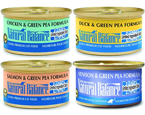 0088919938614 - NATURAL BALANCE 3-OUNCE L.I.D CANNED CAT FOOD MIXED 24 CANS - 6 CHICKEN & GREEN PEA, 6 DUCK & GREEN PEA, 6 SALMON & GREEN PEA, 6 VENISON & GREEN PEA FORMULA