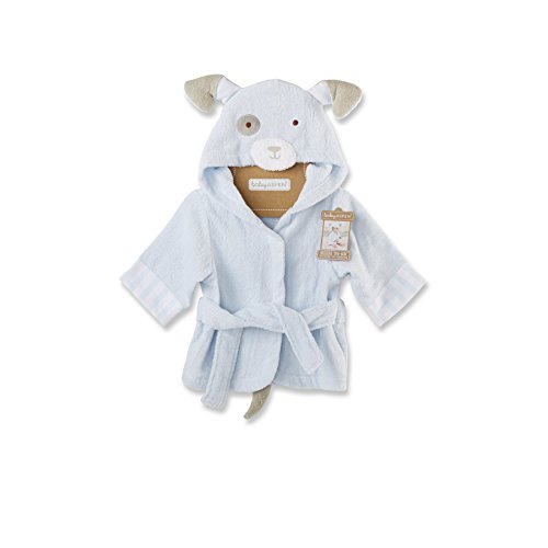 0889293347654 - BABY ASPEN BATH TIME BOW WOW PUPPY HOODED SPA ROBE, BLUE, 0-9 MONTHS