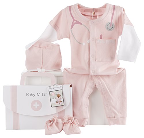0889293363500 - BABY ASPEN BIG DREAMZZZ BABY, M.D. 3 PIECE LAYETTE SET IN GIFT BOX, PINK