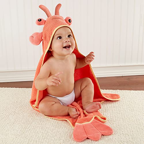 0889293854466 - BABY ASPEN LOBSTER LAUGHS LOBSTER HOODED BABY TOWELS / LOBSTER BABY ROBE, RED, 0-9 MONTHS