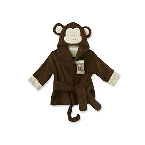 0889293914238 - BABY ASPEN BORN TO BE WILD MONKEY HOODED SPA ROBE, BROWN, 0-9 MONTHS