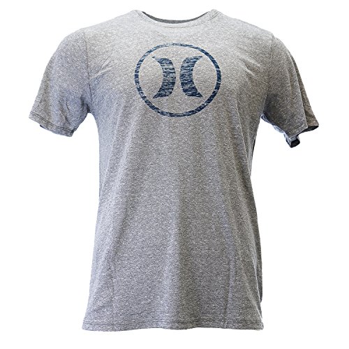 0889294281971 - HURLEY MEN'S ICON PUSH THROUGH TRI-BLEND TEE ATHLETIC T SHIRT (LARGE, CHARCOAL HEATHER/BLUE)