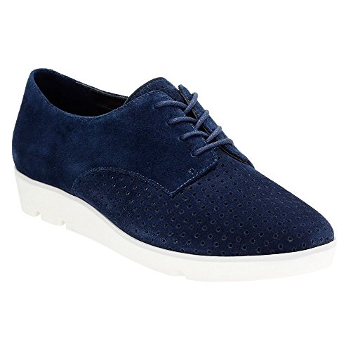 0889305062711 - CLARKS WOMEN'S EVIE BOW OXFORD, NAVY SUEDE, 9.5 M US