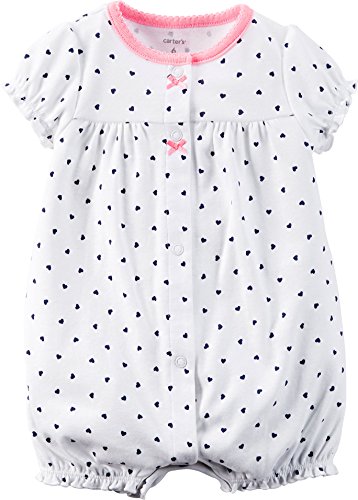 0889338105706 - CARTERS BABY GIRLS DOTTED HEART ROMPER 6 MONTH WHITE