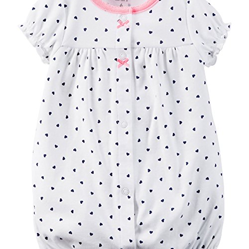 0889338105720 - CARTERS BABY GIRLS SNAP-UP PRINTED COTTON ROMPER NAVY HEART WHITE NB