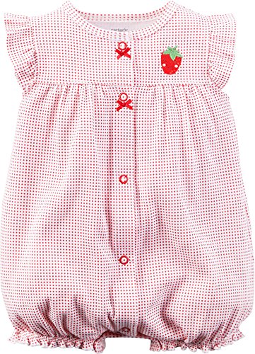 0889338105775 - CARTERS BABY GIRLS SNAP-UP APPLIQUE COTTON ROMPER RED STRAWBERRY 6M