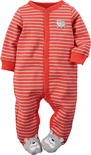 0889338108066 - CARTER'S BABY BOYS' SMILING BULLDOG FOOTED COVERALL - RED, 9 MONTHS