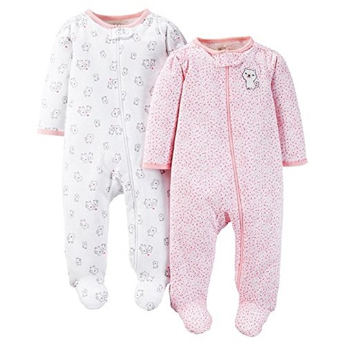 0889338120204 - CARTER'S JUST ONE YOU BABY GIRLS' KITTY 2-PACK FOOTED SLEEPER - PINK (6 MONTHS )