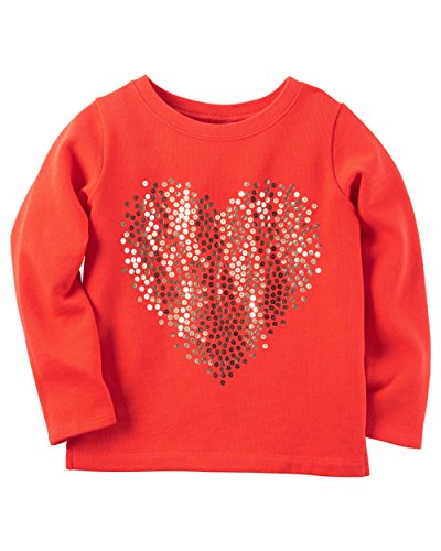 0889338425439 - CARTER'S LITTLE GIRL'S FRENCH TERRY GOLD HEART TEE (2T, RED)