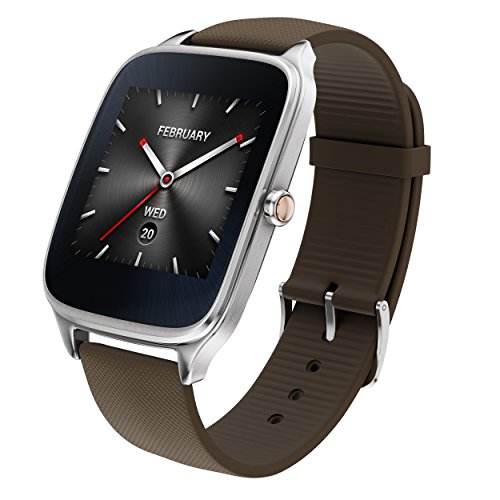 0889349172858 - ASUS ZENWATCH 2 ANDROID WEAR SMARTWATCH - 1.63, SILVER CASE WITH BROWN RUBBER BAND