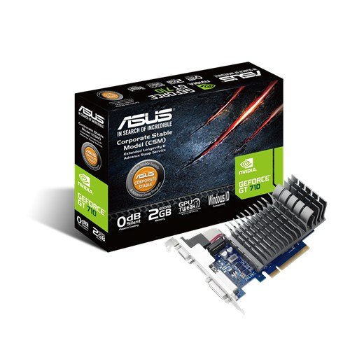 0889349315361 - ASUS GT 710 2GB DDR3 64BIT DUAL SLOT, PASSIVE LOW PROFILE GRAPHICS CARDS, BLUE/SILVER 710-2-SL-CSM