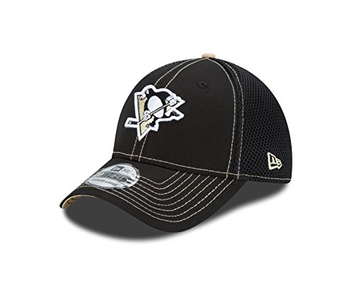 0889353372756 - NHL PITTSBURGH PENGUINS CRUX LINE NEO 39THIRTY STRETCH FIT CAP, BLACK, LARGE/X-LARGE