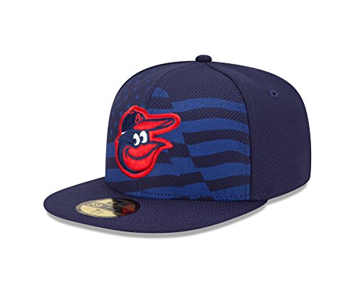 0889355404332 - MLB BALTIMORE ORIOLES 2015 AC JULY 4TH STARS AND STRIPES 59FIFTY FITTED CAP, BLUE, 7 1/2