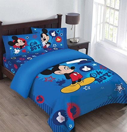 0889459009303 - DISNEY MICKEY MOUSE OH BOY CLUBHOUSE SUPER SOFT LUXURY 4 PIECE FULL SIZE REVERSIBLE COMFORTER