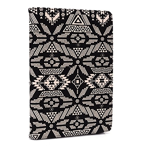 0889485765587 - ALPHASPEK WOVEN CANVAS TRIBAL PRINT STRETCH TABLET FOLIO STAND CASE COVER FITS HUAWEI MEDIAPAD 10 LINK, ECLIPSE BLACK