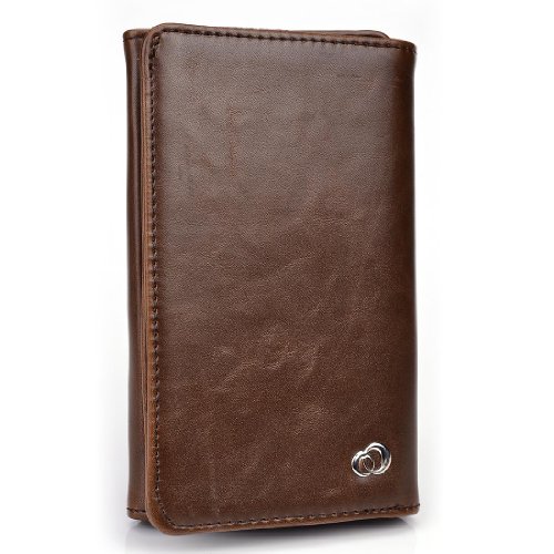 0889485872780 - ALPHASPEK BIFOLD SMARTPHONE CARRYING WALLET WITH SCREEN VIEWER FITS SAMSUNG GALAXY ALPHA AVANT A3 J1 CORE 2 PRIME: BRAWN BROWN