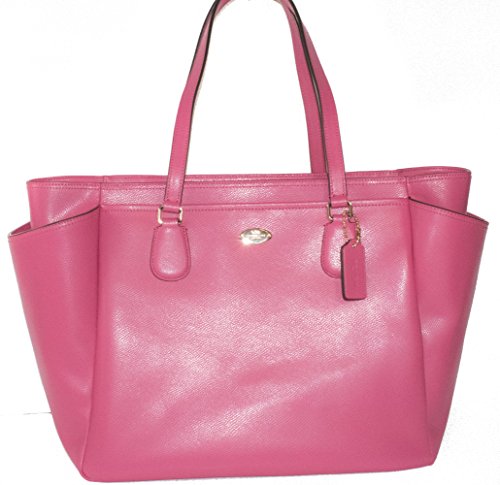 0889532331185 - COACH CROSSGRAIN LEATHER BABY DIAPER BAG MULTIFUNCTION TOTE IN LIGHT GOLD / DAHLIA PINK 35702