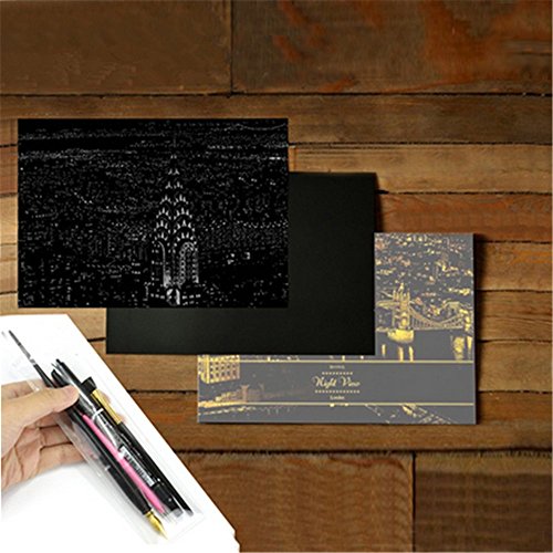 0889583422962 - GENERIC CREATIVE SCRATCH NIGHT VIEW FOR ROMANTIC CITIES WITH 4 PROFESSION PENS,POPULAR AS SECRET GARDEN AND LOTTERY TICKET (NEW YORK)