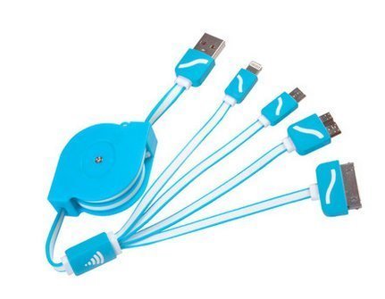 0889583495942 - HIGH QUALITY SCALABLE AND FLEXIBLE FOUR MULTIFUNCTIONAL MOBILE PHONE CHARGER LINE UNIVERSAL USB CHARGING CABLE FOR IPHONE, MICRO USB FOR SAMSUNG GALAXY S6 S5 S4, NOTE 3, IPAD, MINI AIR(BLUE)