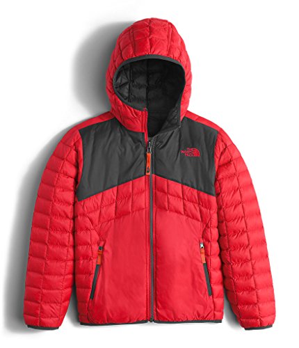 0889586498360 - THE NORTH FACE REVERSIBLE THERMOBALL HOODIE BOYS MIDLAYER - MEDIUM/TNF RED