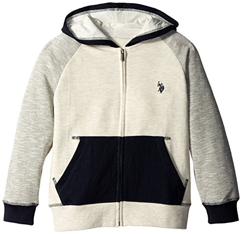 0889593033257 - U.S. POLO ASSN. BIG BOYS' JERSEY LINED FRENCH TERRY HOODIE, CLASSIC NAVY, 10/12