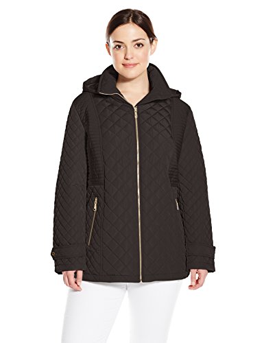 0889609513445 - CALVIN KLEIN WOMEN'S PLUS-SIZE QUILTED JACKET WITH HOOD, BLACK, 2X