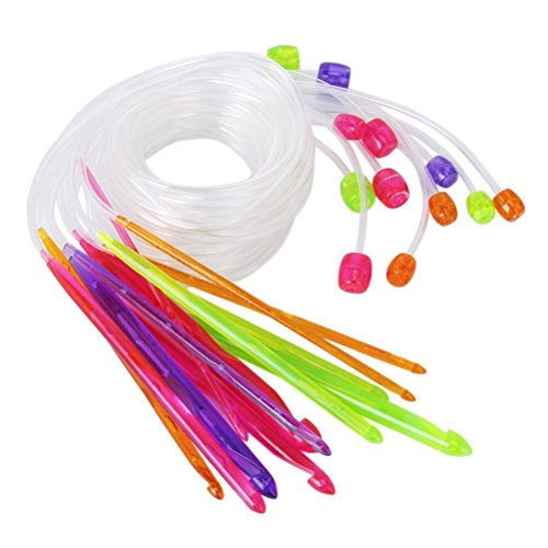 0889634965134 - GENERIC 12 SIZES COLORFUL AFGHAN TUNISIAN PLASTIC CARPET CROCHET HOOKS KNITTING NEEDLES 3.5MM TO 12.0MM WITH CABLE