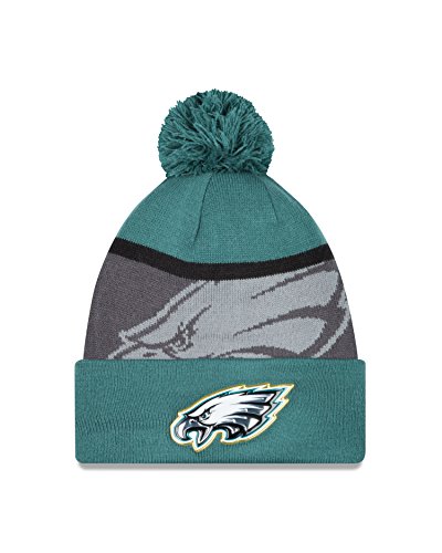 0889675101584 - NFL PHILADELPHIA EAGLES GOLD COLLECTION TEAM COLOR KNIT BEANIE, ONE SIZE FITS ALL, GREEN/GRAY
