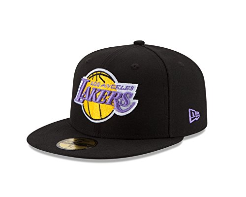 0889676365459 - NBA LOS ANGELES LAKERS HARDWOOD CLASSICS BASIC 59FIFTY FITTED CAP, 7 3/4, BLACK