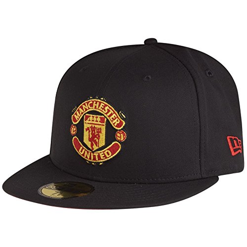 0889677785003 - NEW ERA MEN'S 59FIFTY MANCHESTER UNITED F.C. FITTED SOCCER LEAGUE CLUB BLACK CAP (7 1/2)