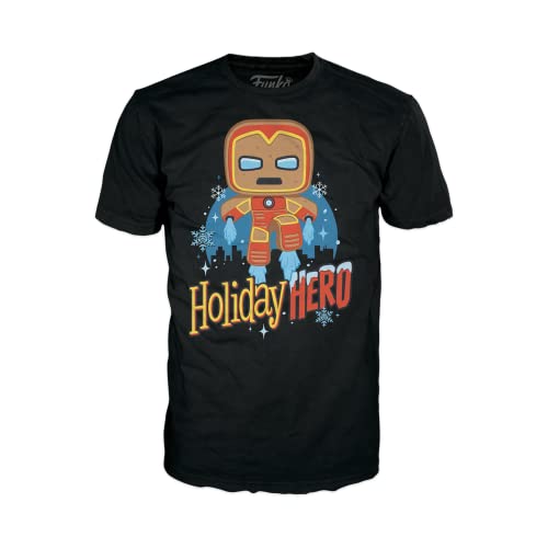 0889698669658 - FUNKO POP! BOXED TEE: MARVEL HOLIDAY - GINGERBREAD IRON MAN - L