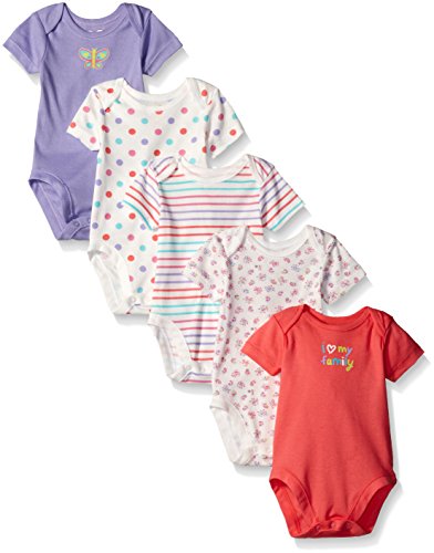 0889705102703 - THE CHILDREN'S PLACE BABY BUTTERFLY 5 PACK BODYSUIT, PALE LAVENDER, 0-3 MONTHS