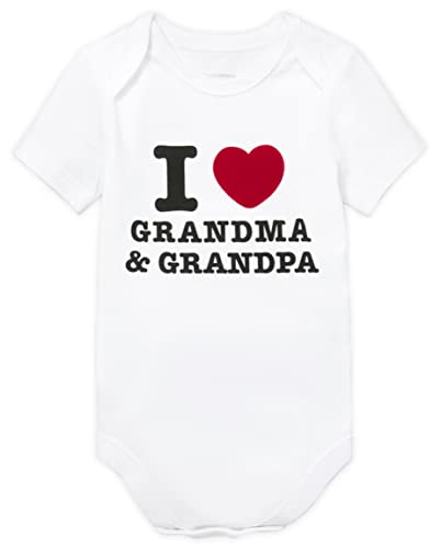 0889705491883 - THE CHILDRENS PLACE UNISEX BABY SHORT SLEEVE 100% COTTON ONESIE BODYSUITS, I HEART GRANDMA AND GRANDPA, 6-9 MONTHS