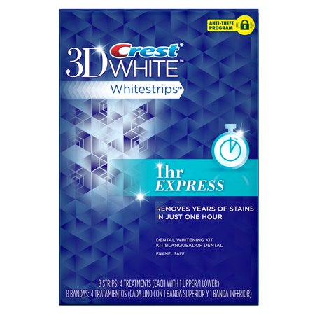 0889714000045 - CREST 3D WHITE WHITESTRIPS 1 HR EXPRESS DENTAL WHITENING KIT, 8 PC