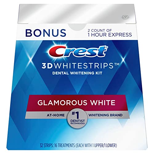 0889714001608 - CREST 3D WHITESTRIPS, GLAMOROUS WHITE, TEETH WHITENING STRIP KIT, 32 STRIPS (16 COUNT PACK) -PACKAGING MAY VARY